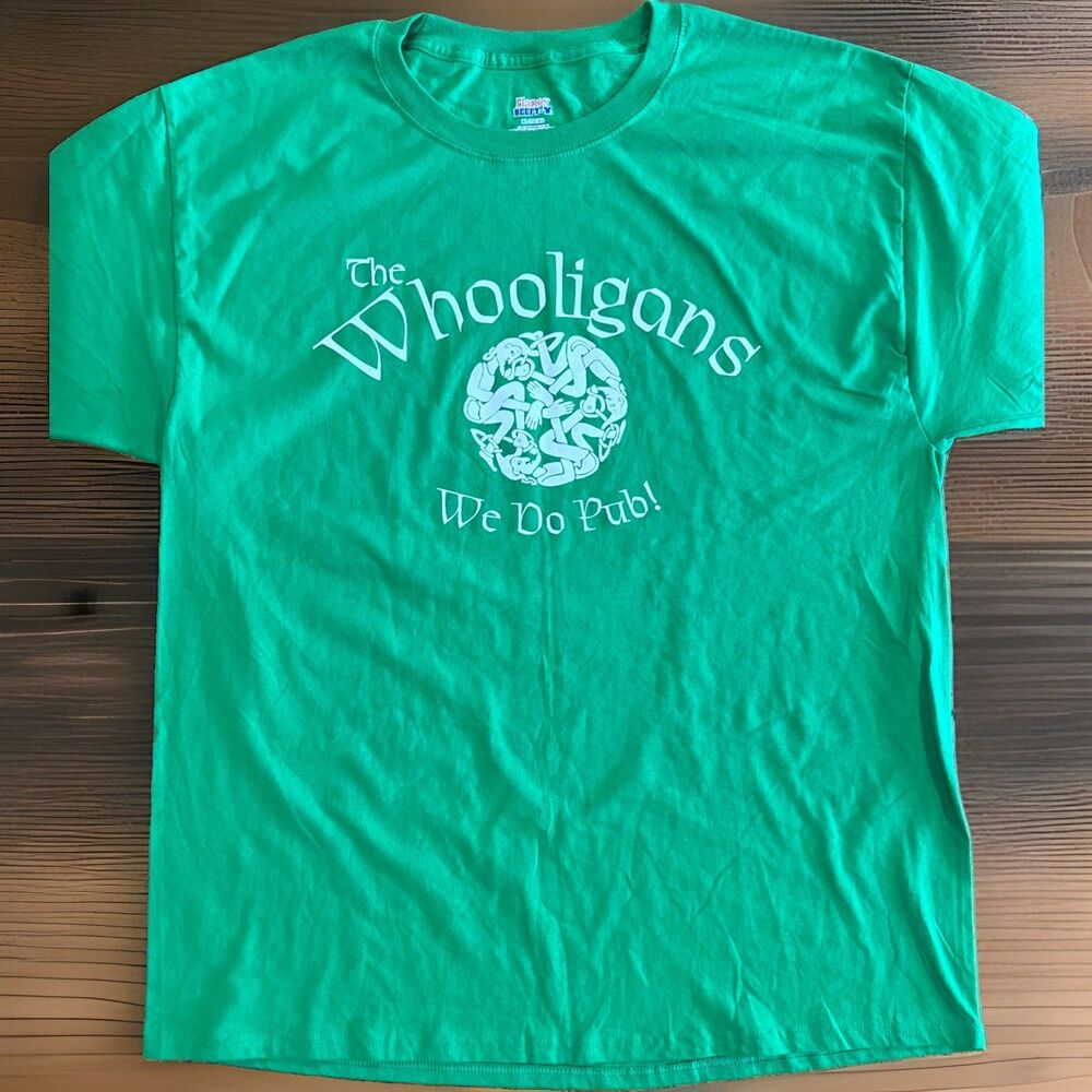 The Whooligans Irish Rock Band T-Shirt Size XL Green Excellent Used Condition